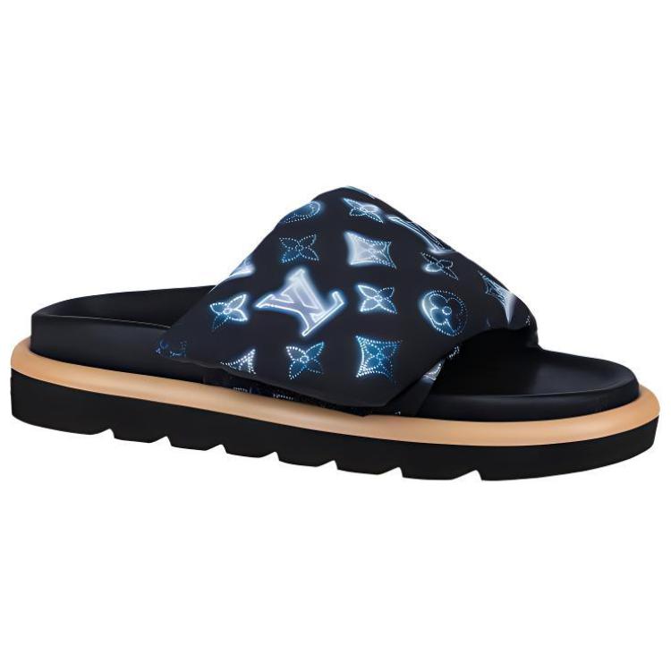 LOUIS VUITTON Louise Slide Slippers Women's Blue