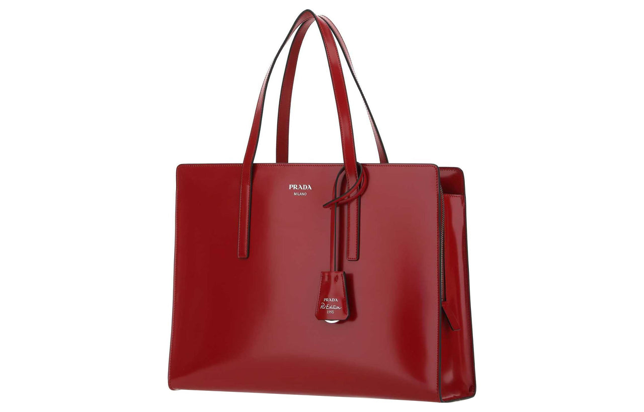 PRADA Calfskin Handbag Shoulder Bag Women's Red