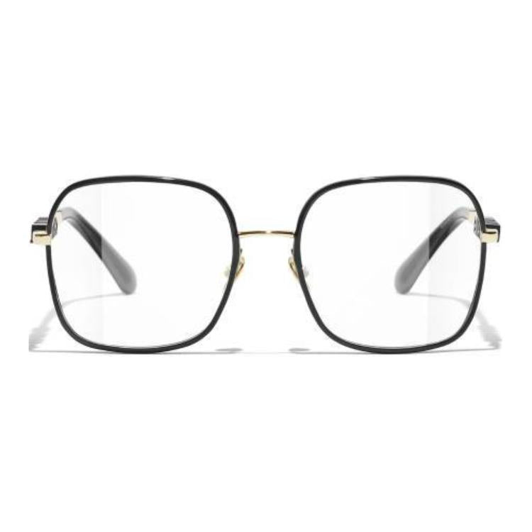 CHANEL Metal Square Eyeglass Frames Women's Gold