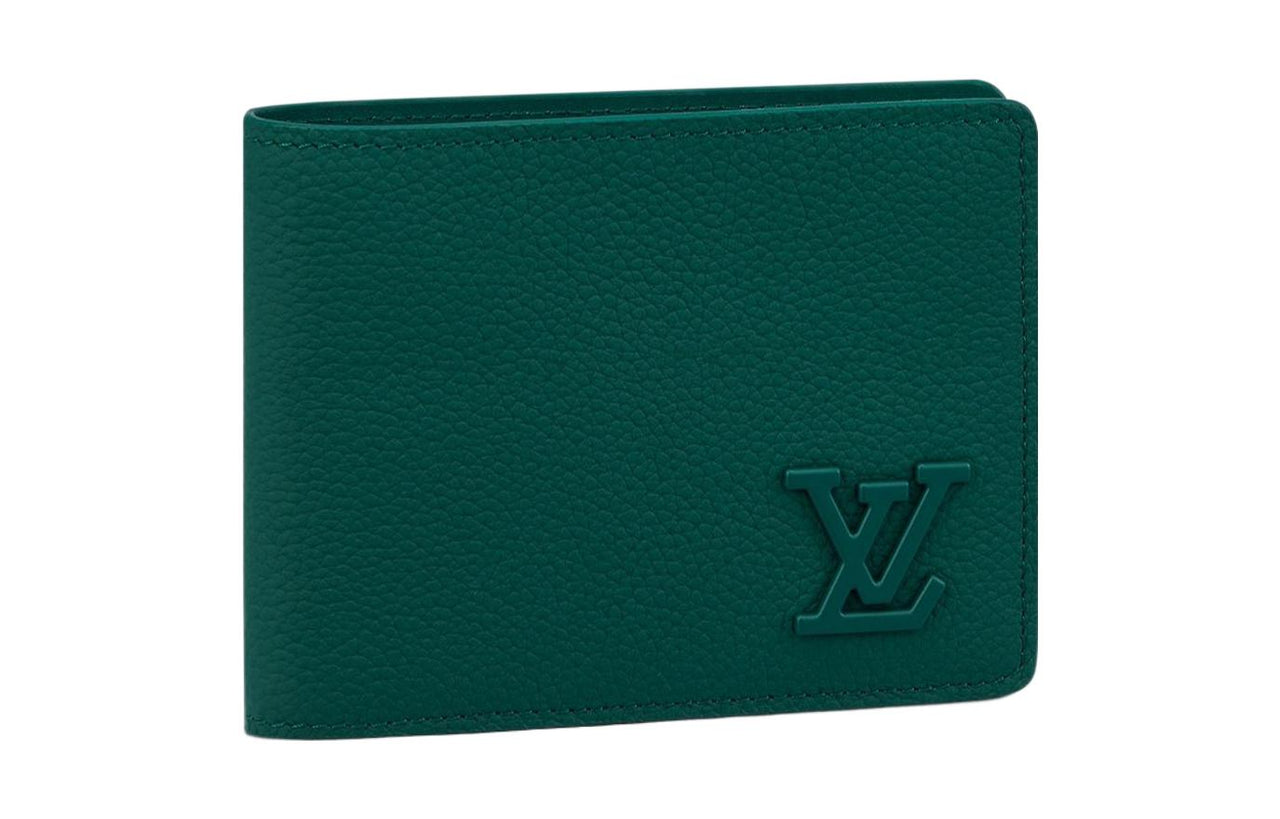 LOUIS VUITTON Multiple Cow Leather Wallet Men's Dark Green
