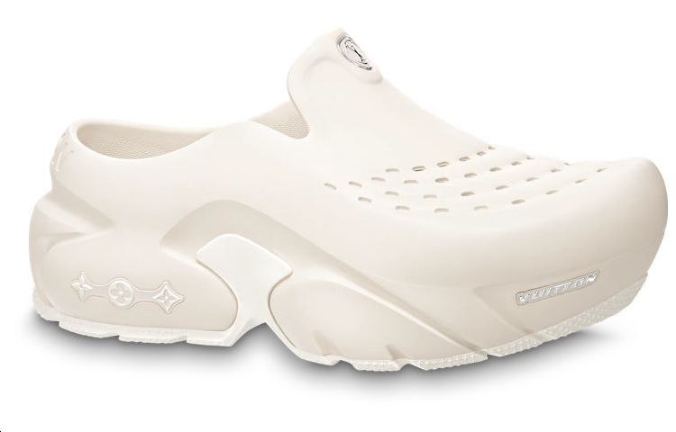 LOUIS VUITTON Shark Shark Slippers Stylish Sandals Men's White