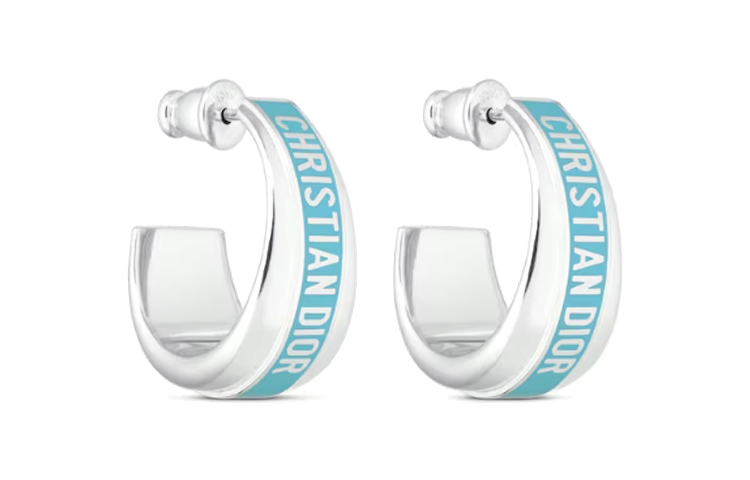 DIOR Metal, Turquoise Paint Earrings Women's Blue/Silver