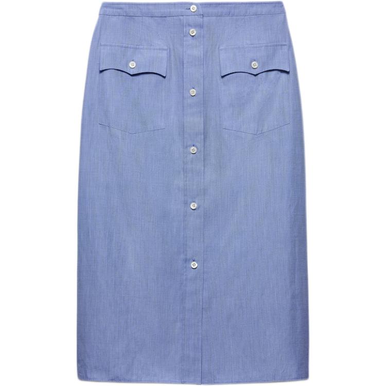 PRADA Triangle Logo Straight Hem Midi Skirt