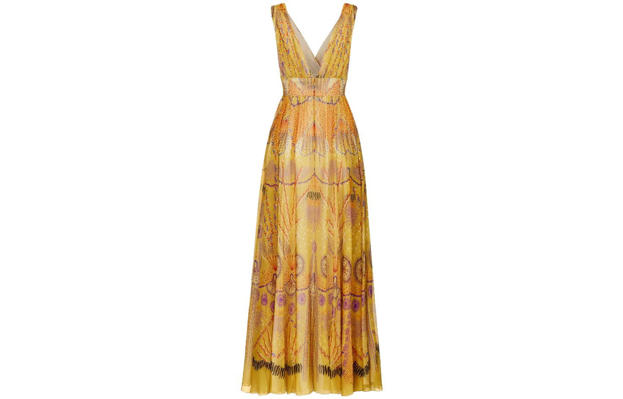 DIOR All Over Patterned V Neck Sleeveless Dress