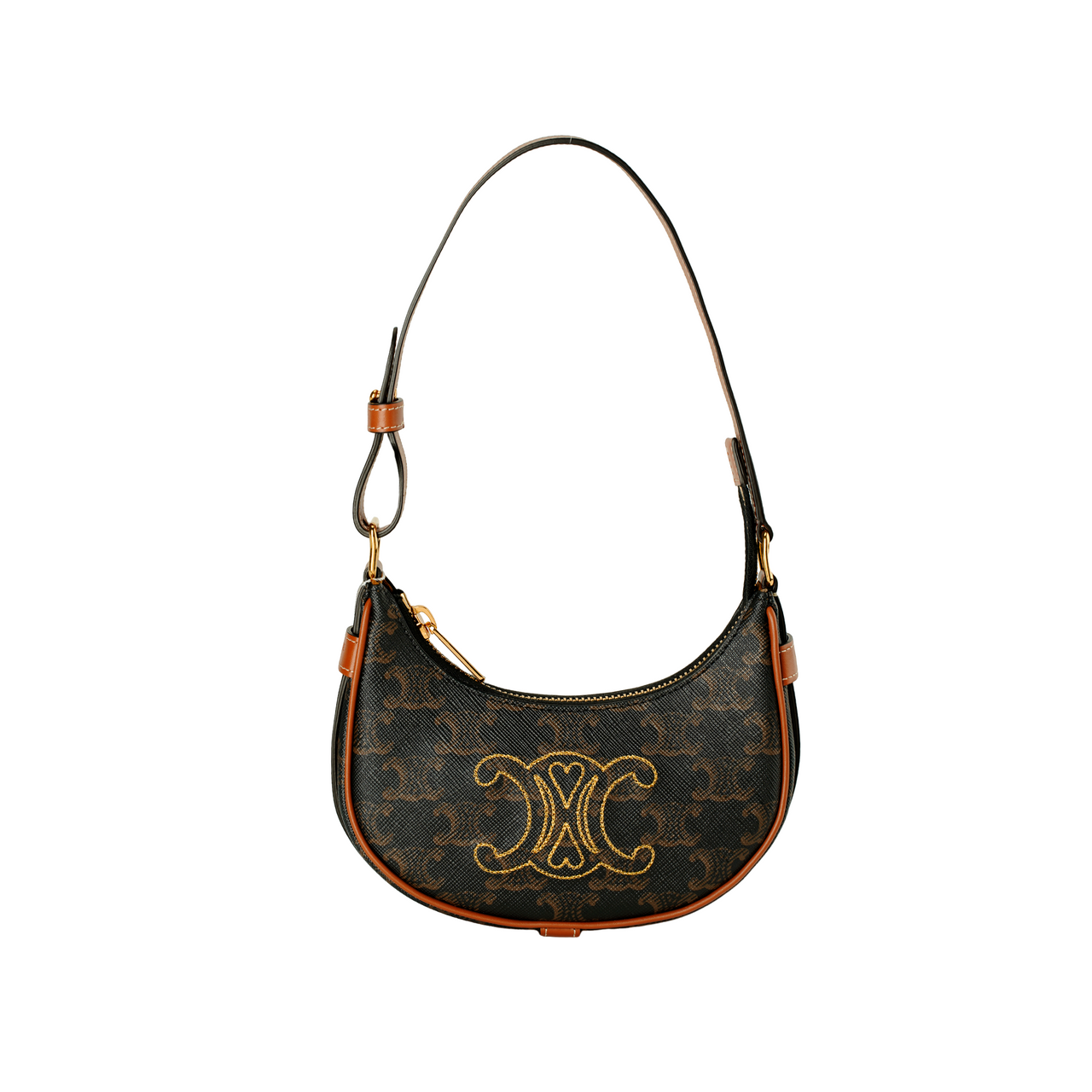 CELINE AVA Leather Shoulder Bag Handbag Women's Tawny