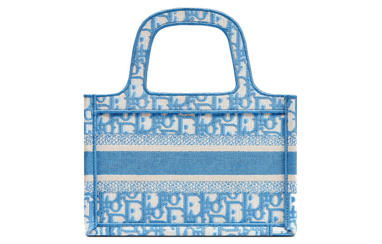 DIOR BookTote Embroidery Tote Bag Shopping Bag Handbag Mini Women's Cornflower Blue