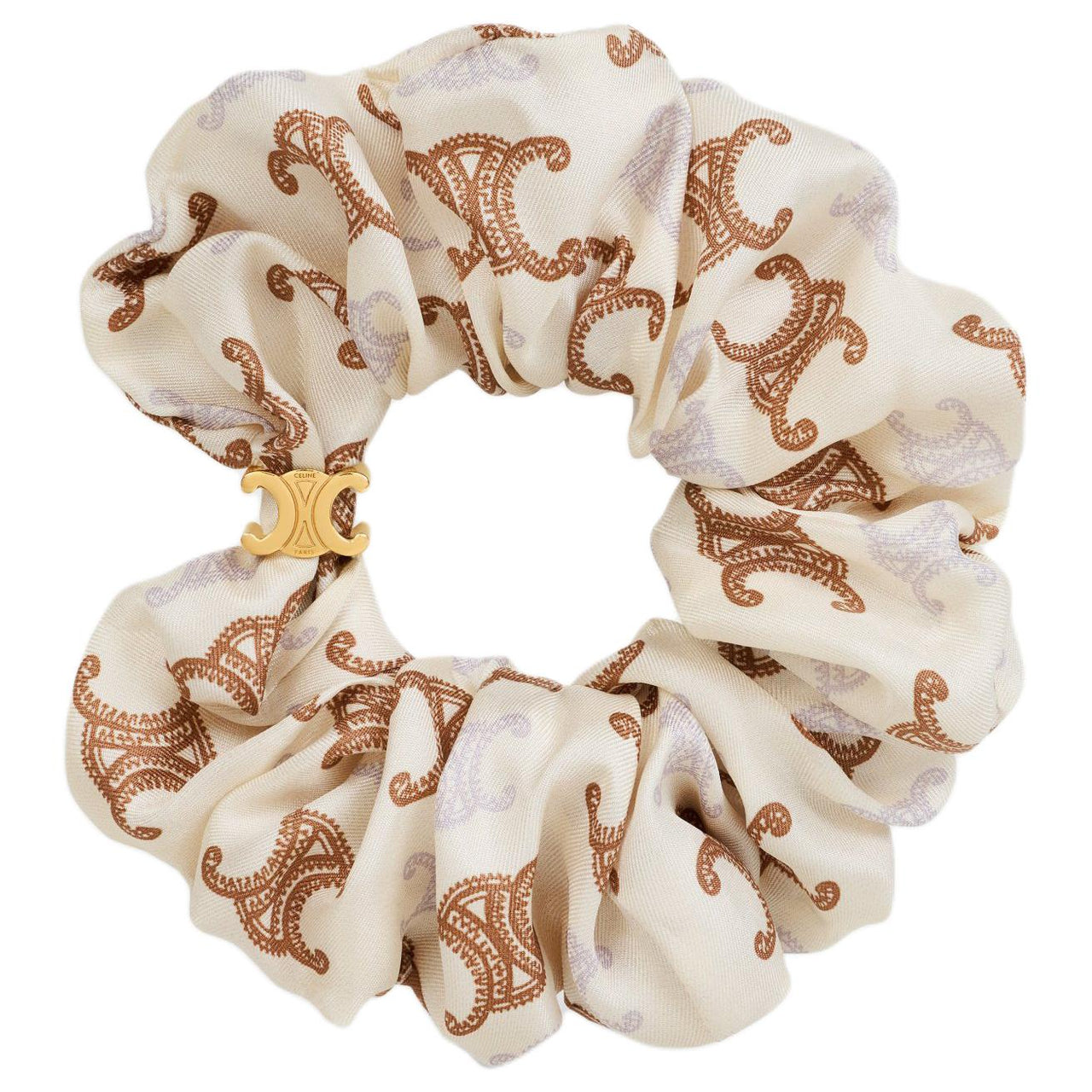 CELINE Scrunchy Triomphe Couture In Silk And Brass With Gold Finish