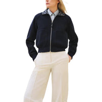 HERMES FW24 Jackets Coats Women's Dark Blue