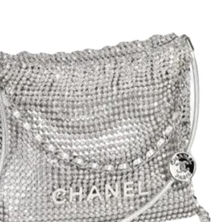 CHANEL 22Bag Leather Shoulder Bag Mini Women's Silver