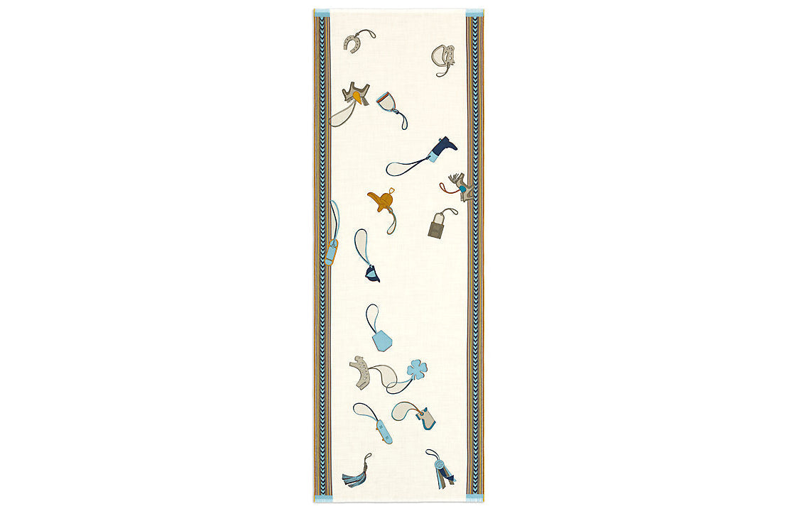 HERMES Silk Scarves Men Beige