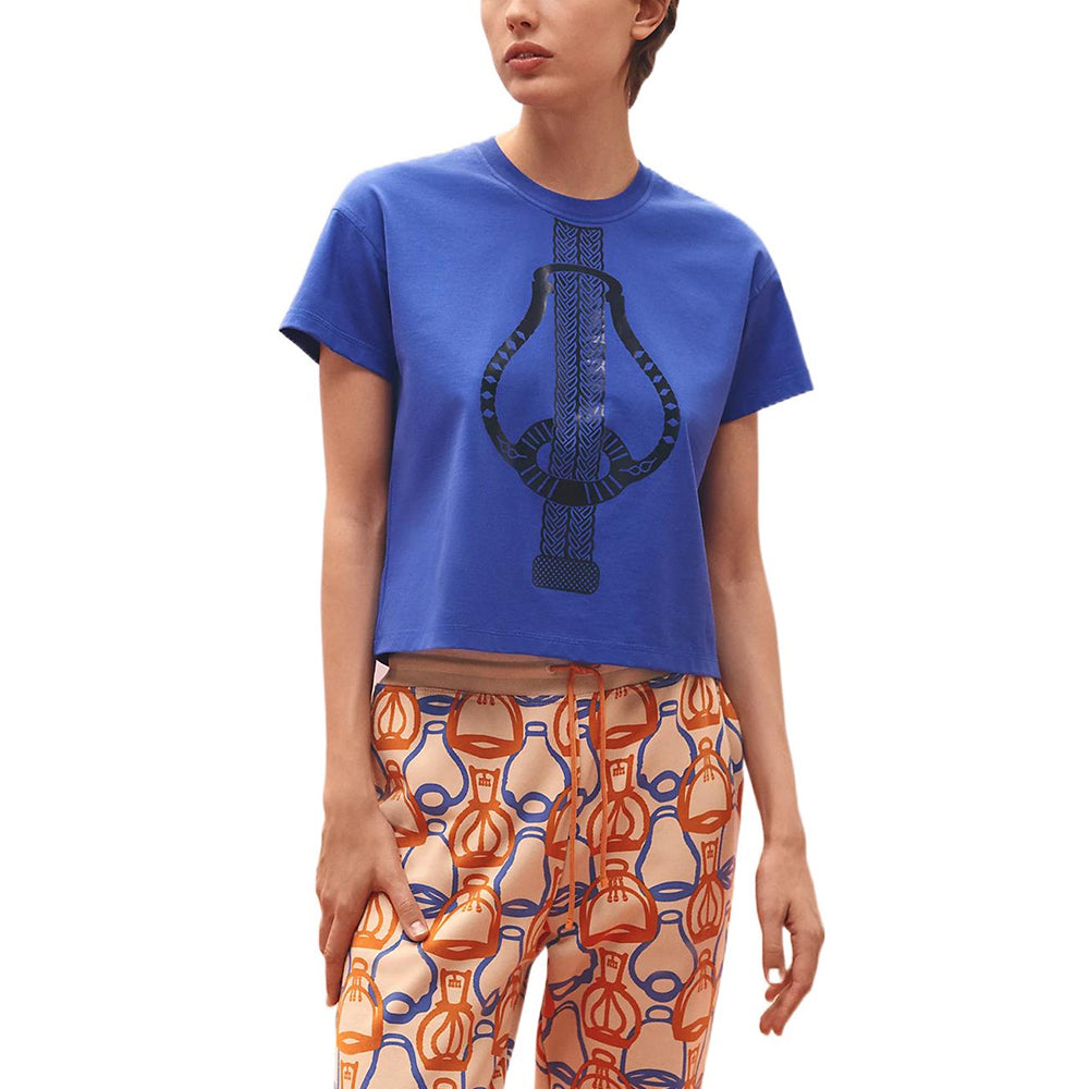 HERMES T-Shirt Women's Ultramarine Blue