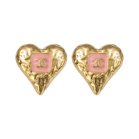 CHANEL Enamel Stud Earrings Women's Small Size