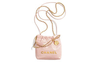 CHANEL 22Bag Bright Calfskin Bucket Bag, Shoulder Bag, Crossbody Bag Mini Women's Pink