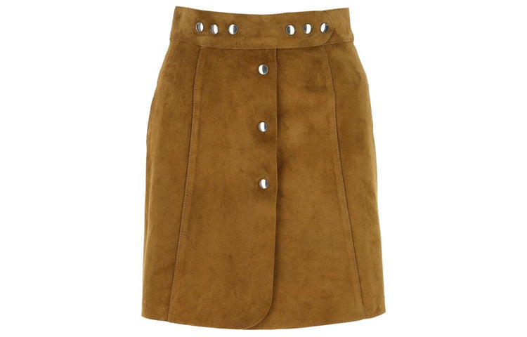 PRADA Leather Short Skirts Women's Brown
