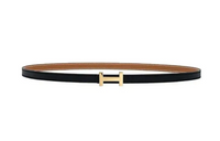 HERMES Leather Belts Women's Black/Gold Width  1.3cm