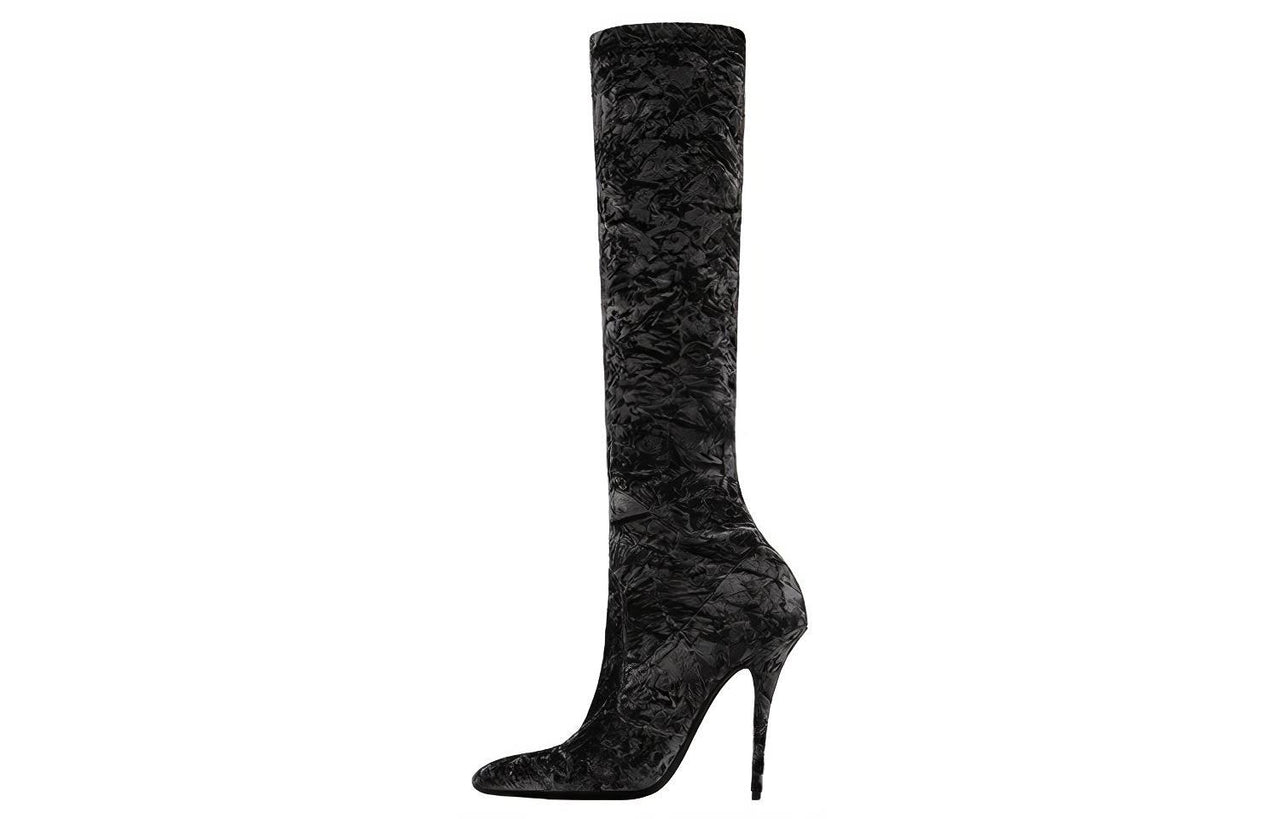 SAINT LAURENT Ella Velvet 110mm Thigh-high Boots
