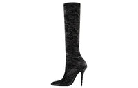 SAINT LAURENT Ella Velvet 110mm Thigh-high Boots