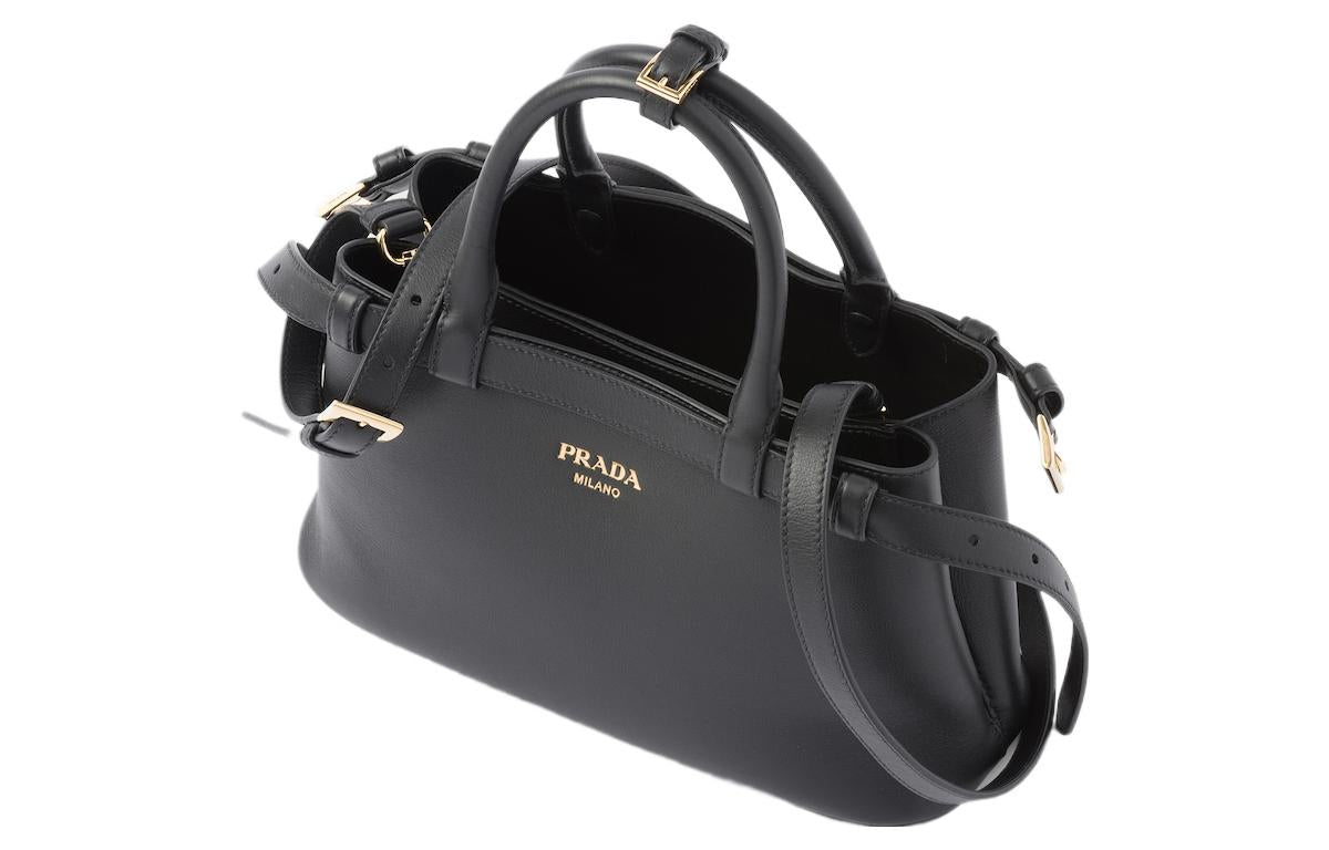 PRADA Leather Shoulder Bag Crossbody Bag Handbag Small Size Women's Black