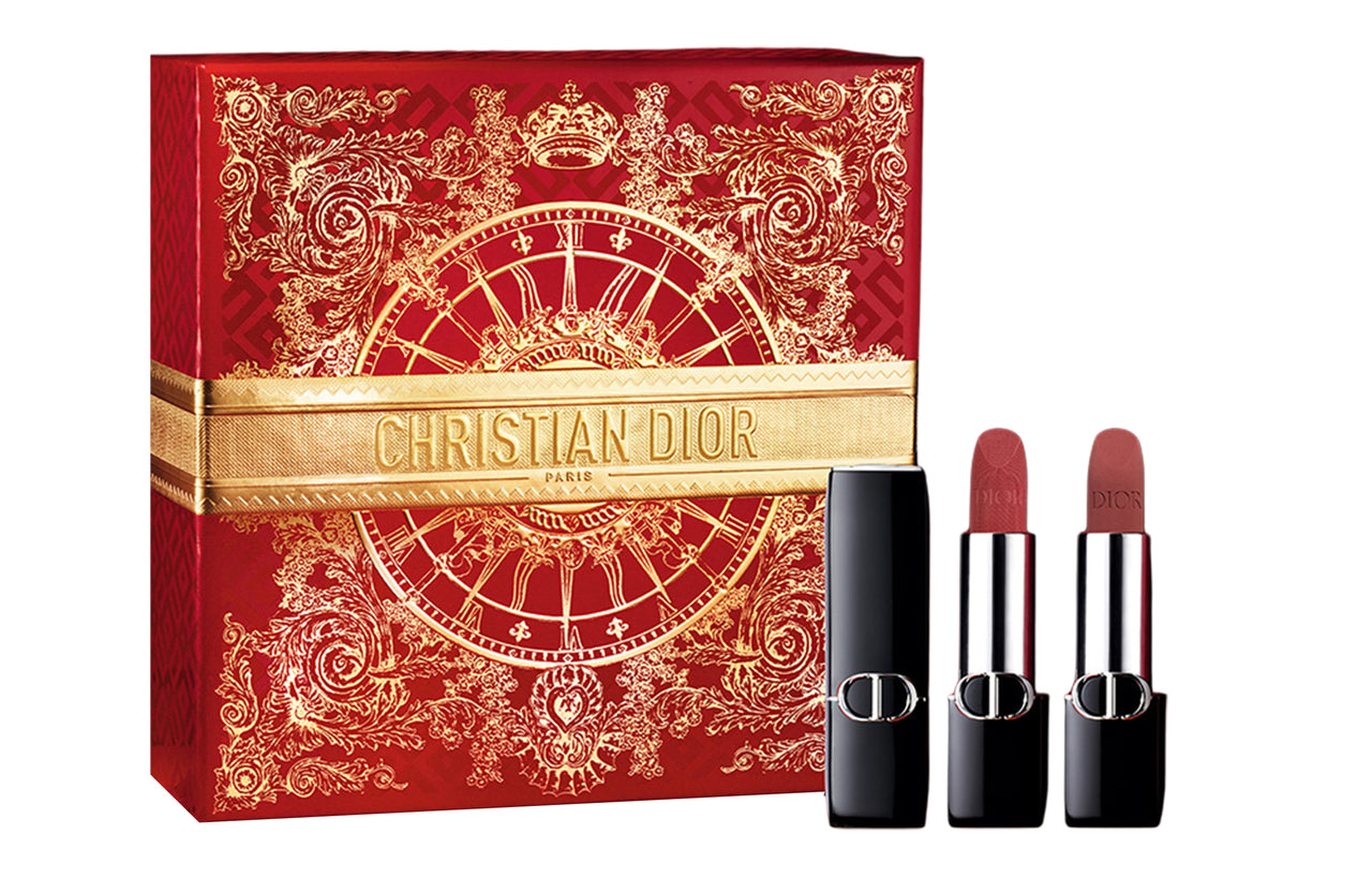 DIOR New Year Limited Vibrant Blue Gold Lipsticks Soft Focus Easy To Blend Complexion 3.4g+3.4g
