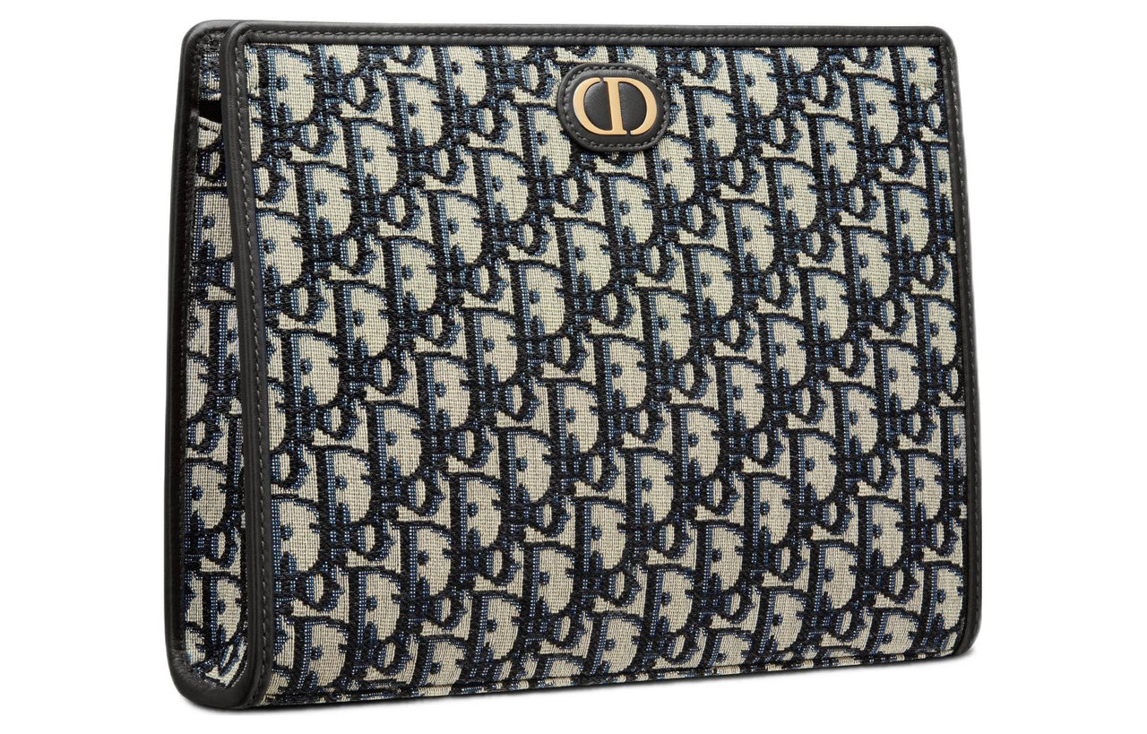 DIOR Montaigne Collection 30 Canvas Toiletry Bag Clutch 30 Women's Denim Blue