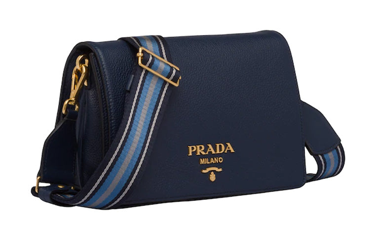 PRADA Cahier Leather Patchwork Shoulder Bag Crossbody Bag Women's Baltic Sea Blue