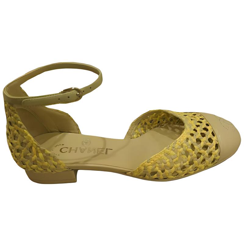 CHANEL 22P Casual Single Shoes Women's Yellow