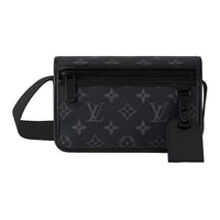 LOUIS VUITTON Bosphore Coated Canvas Cow Leather Patchwork Handheld Crossbody Bag Men's Black