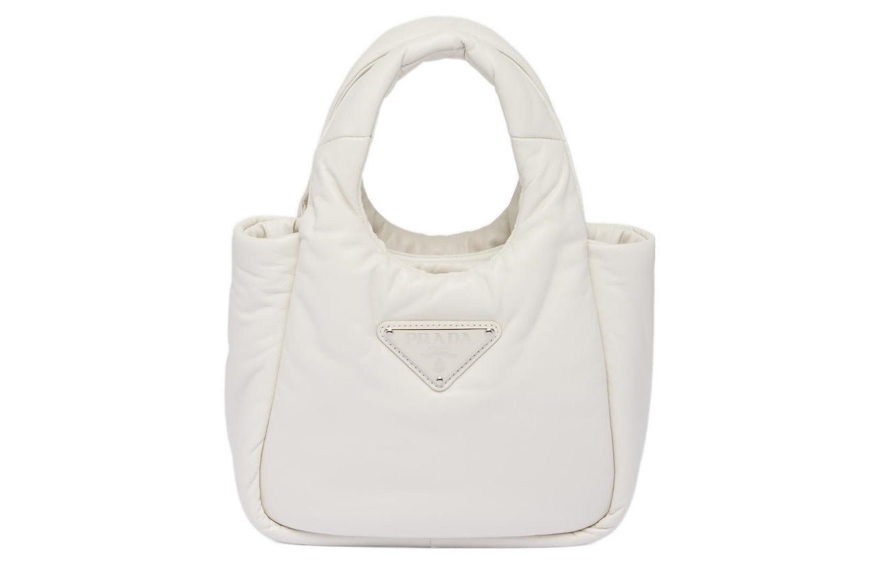 PRADA Soft Sheepskin Leather Handbag Mini Women's White