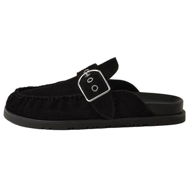 HERMES Wrap-toe Slippers Women's Black
