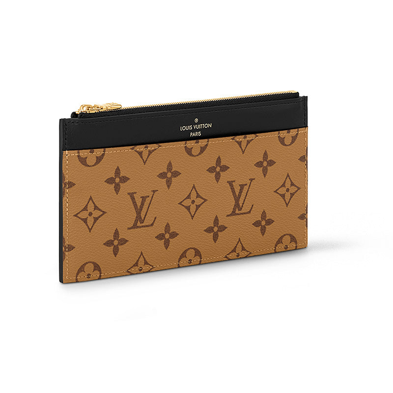 LOUIS VUITTON Monogram Reverse Coated Canvas Cow Leather Patchwork Clutch Unisex Brown