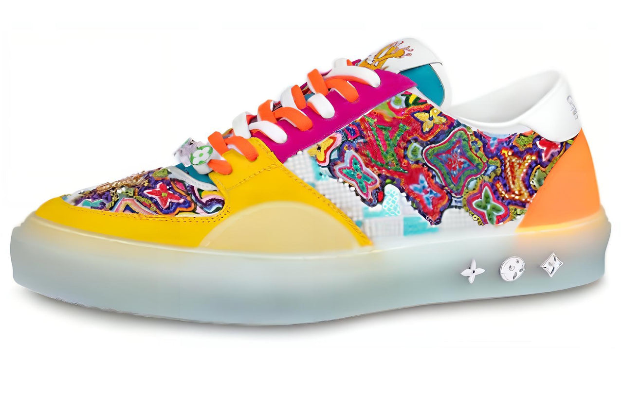 LOUIS VUITTON Ollie Suede Sequin Monogram Sneakers 'Yellow'