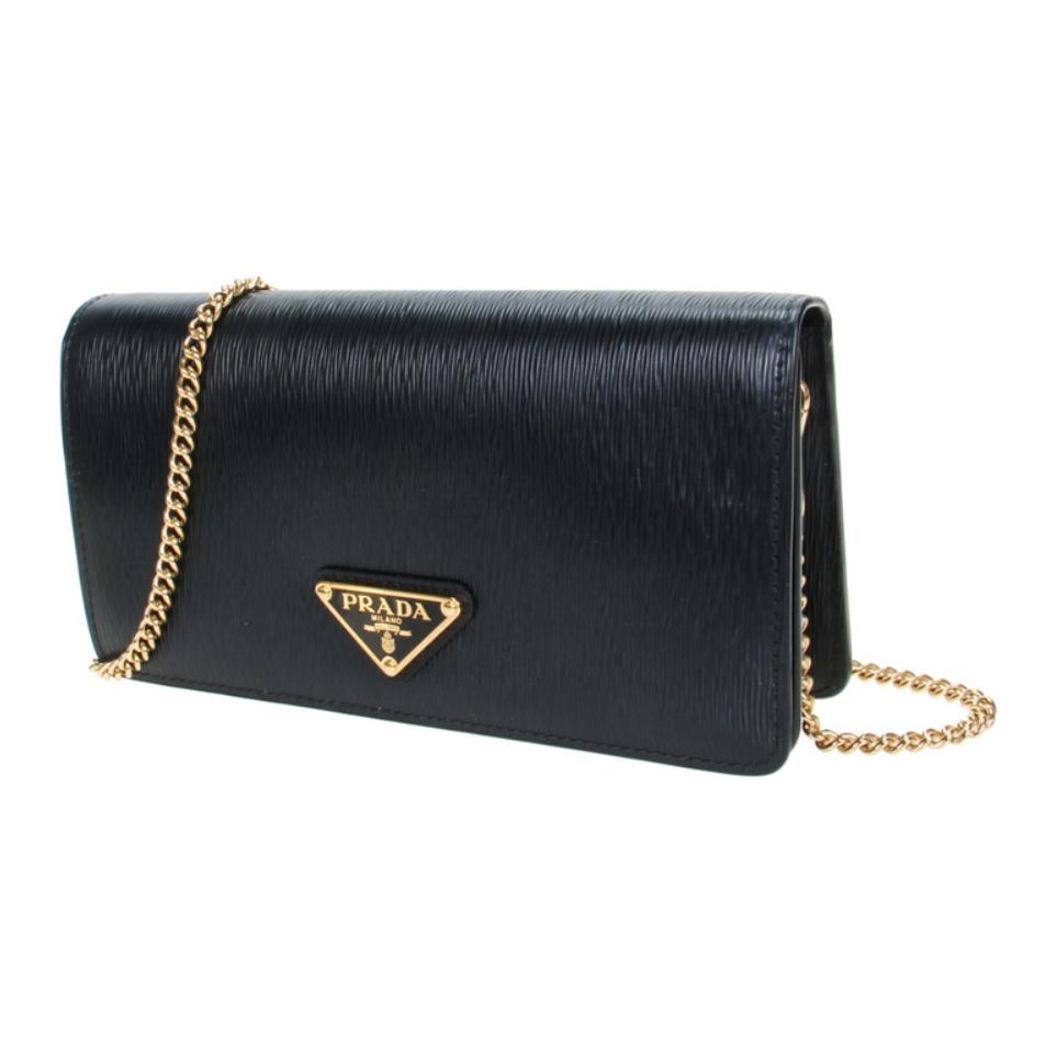 PRADA Calfskin Shoulder Bag Crossbody Bag Women's Black
