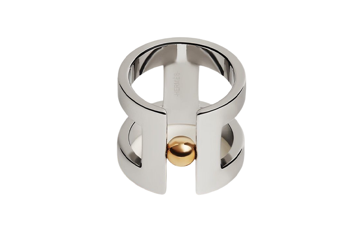 HERMES Silk Scarf Clip Unisex Silver