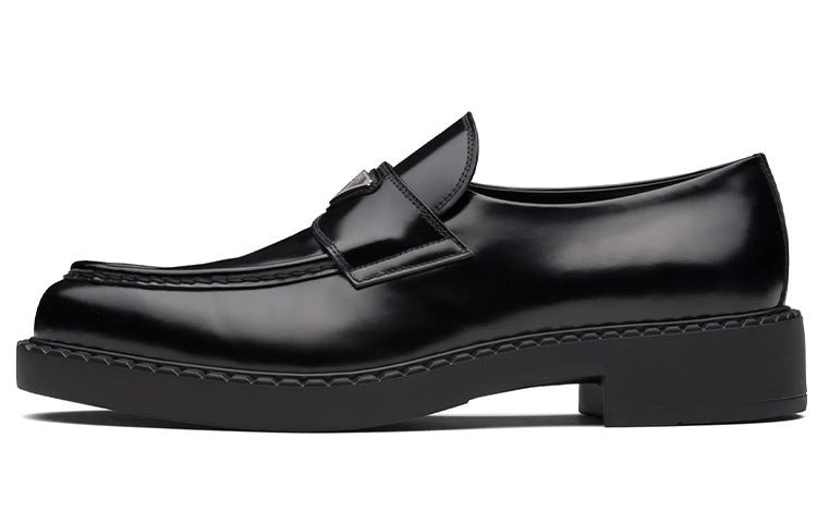 PRADA Chocolate Sharp Brushed Pointed Loafers Black Women's