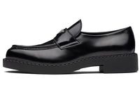 PRADA Chocolate Sharp Brushed Pointed Loafers Black Women's