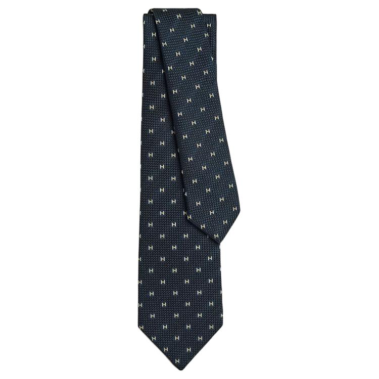 HERMES Mulberry Silk Ties Men's Blue
