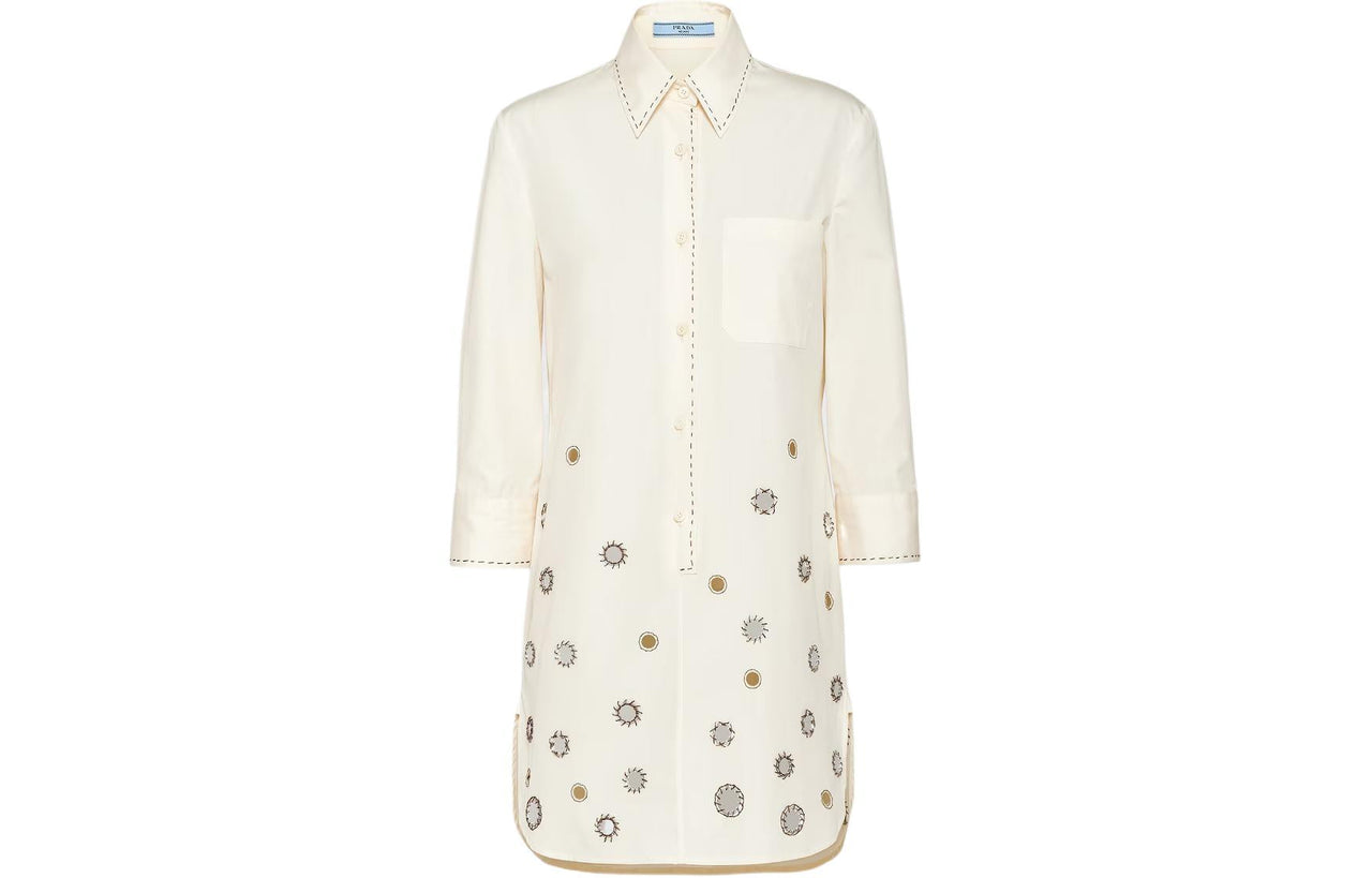 PRADA Appliqué-Detailed Button-Up Shirtdress