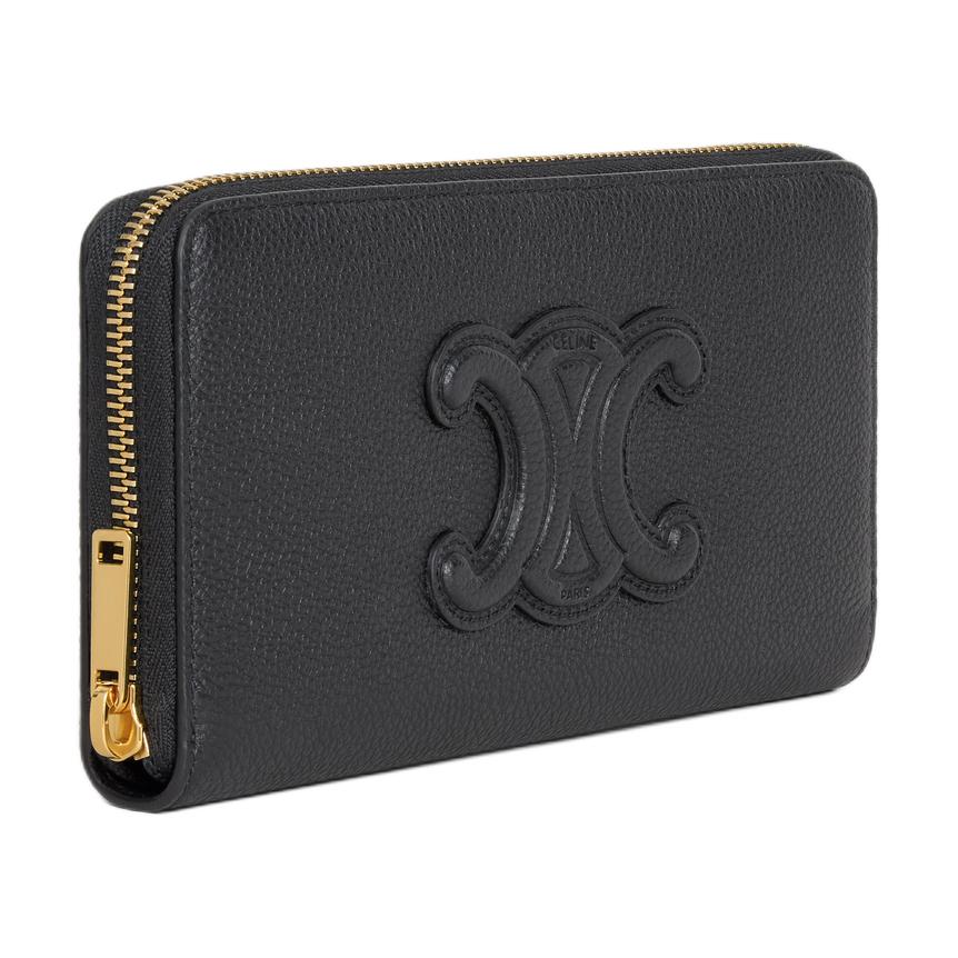 CELINE Grain Calfskin Wallet Large Size Women's Black