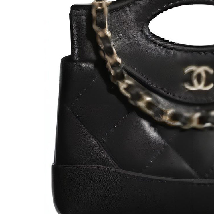 CHANEL Shiny Lambskin Handbag Shoulder Bag Crossbody Bag Extra Mini Women's Black