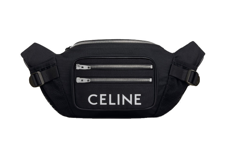 CELINE Polyamide Fabric Shoulder Bag, Crossbody Bag, Sling Bag, Fanny Pack Large Size Men's Black
