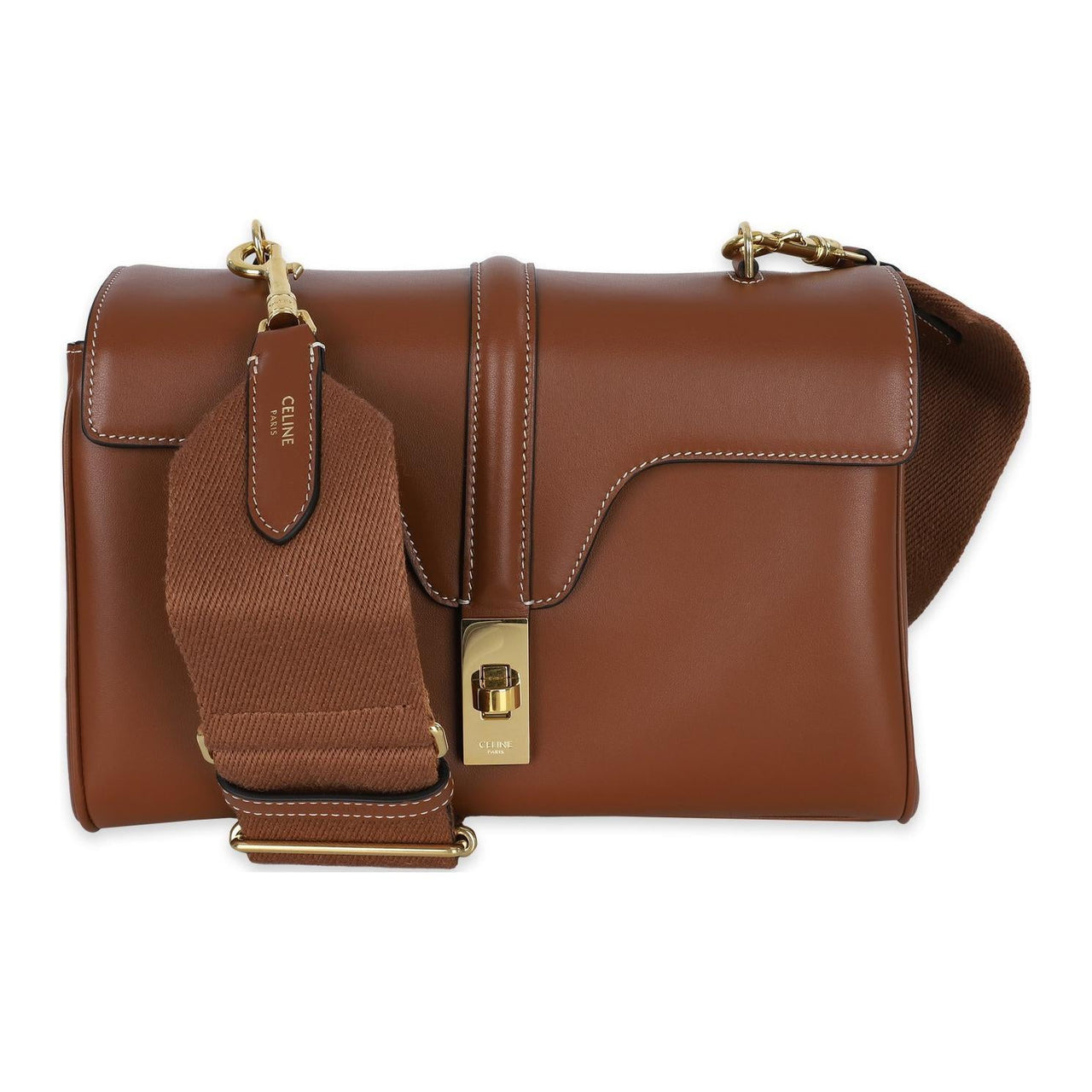 CELINE Calfskin Crossbody Bag, Shoulder Bag Women's Brown