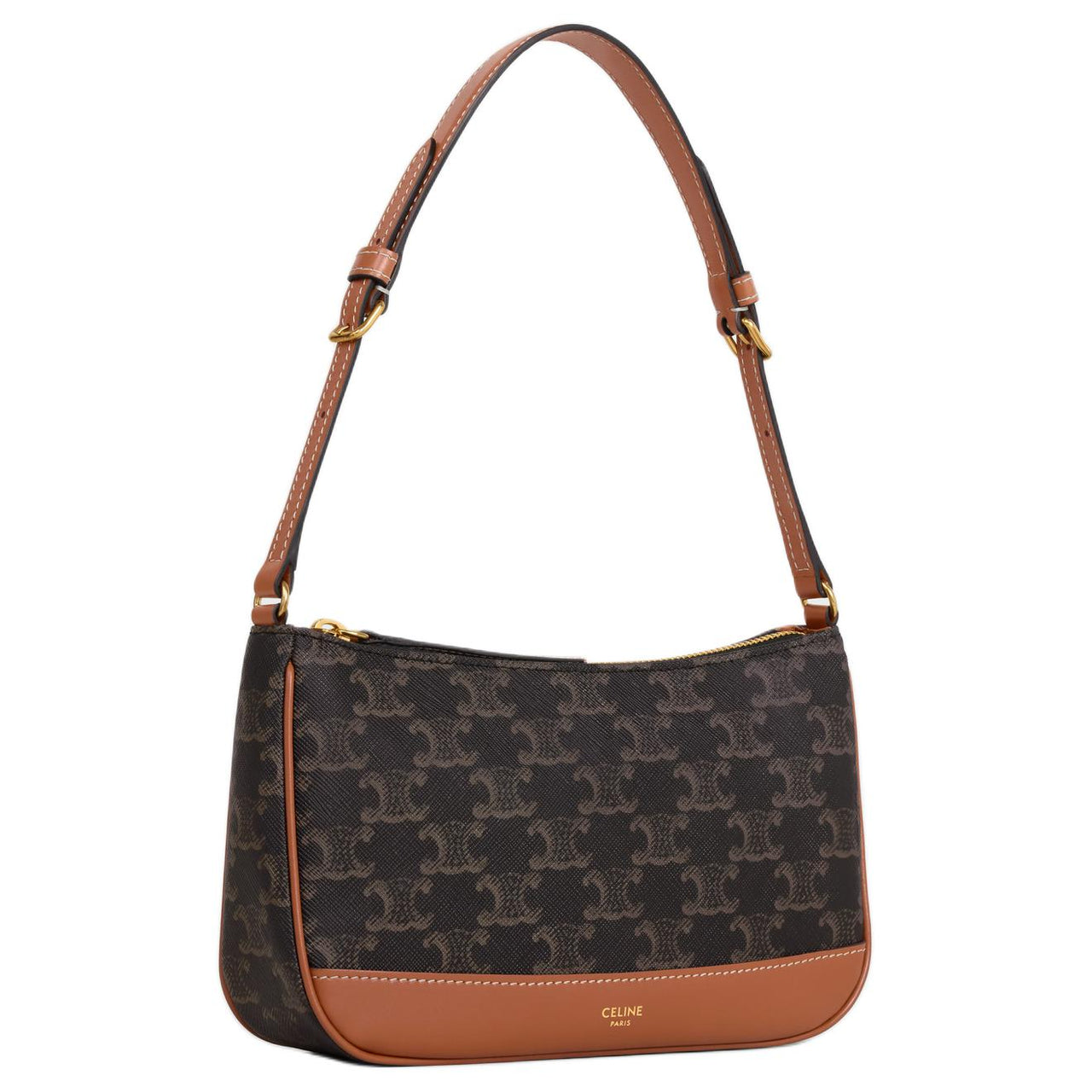 CELINE Canvas With Calfskin Handbag, Shoulder Bag Women's Brown