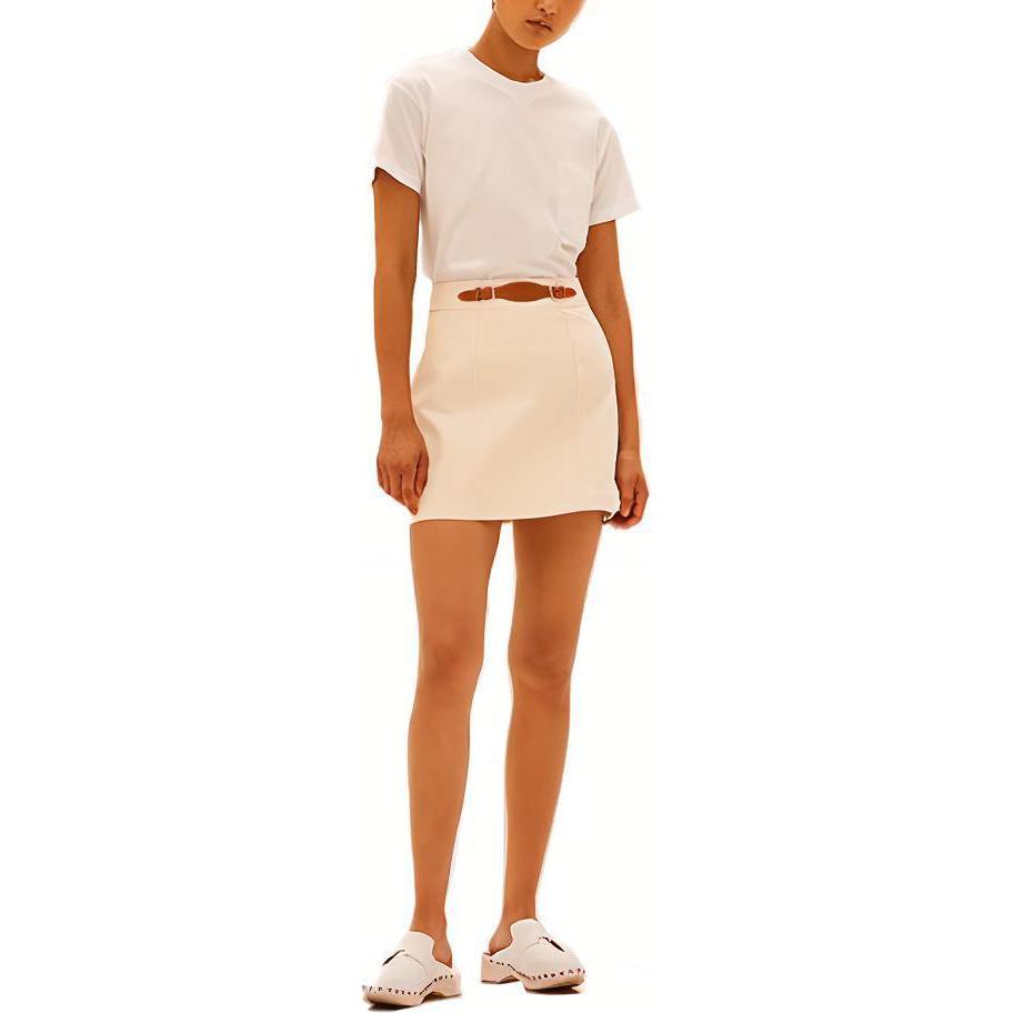 HERMES Leather Short Skirts Women's White