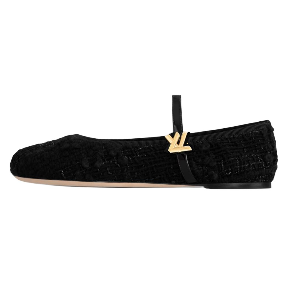 LOUIS VUITTON Twist 2025 Spring Women's Apparel Collection Flat Mary Jane Shoes Women's Black