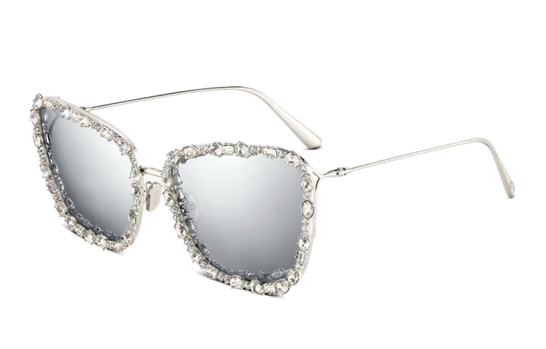 DIOR Square Sunglasses Women's Silver