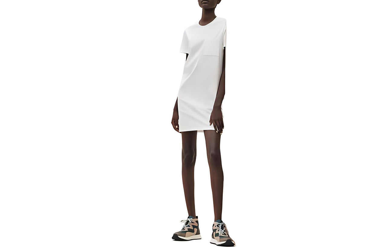 HERMES Short-Sleeved Dresses Women's White