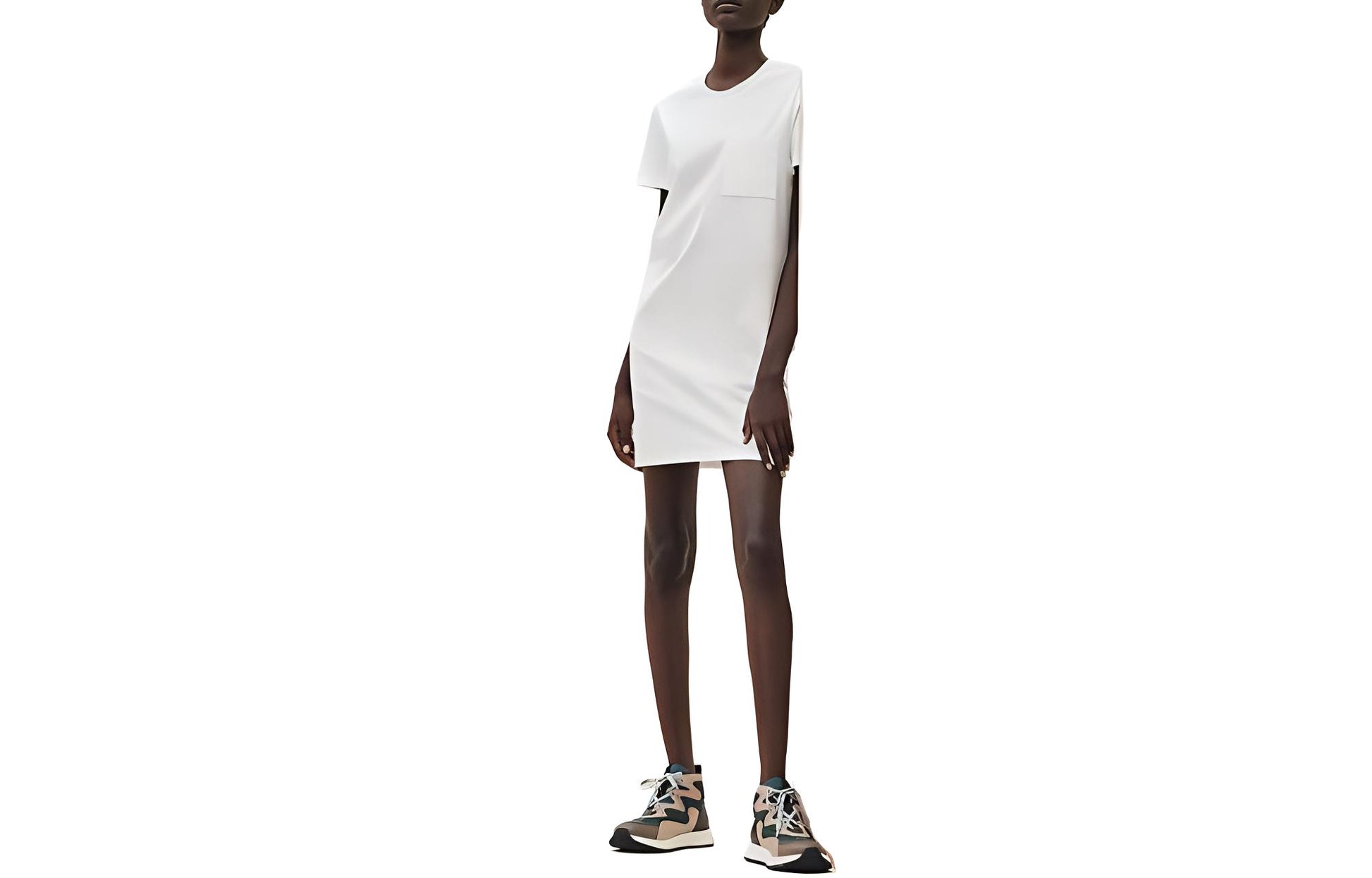 HERMES Short-Sleeved Dresses Women's White  SneakerSouqq