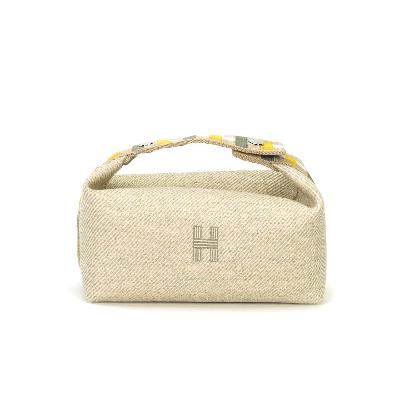 HERMES Bride-a-Brac Wool Storage Bags Toiletry Bags Small Size Unisex Beige