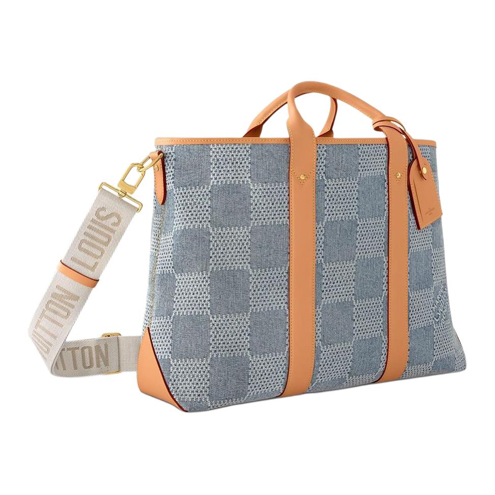 LOUIS VUITTON Weekend Tote Damier Denim 3D Blue Denim