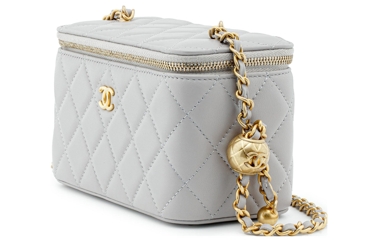 CHANEL Little Golden Ball Sheepskin Box Bag Handheld Shoulder Bag Crossbody Bag Women's Gray